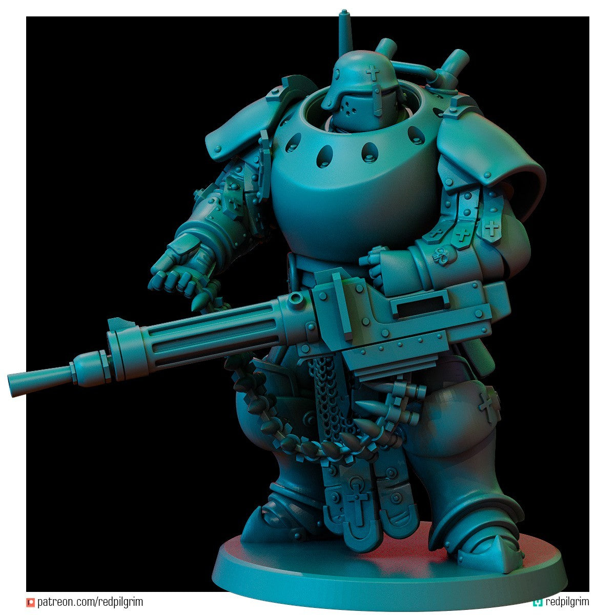 Lieutenant in Machine Armour with Machine Gun- Trench Crusade