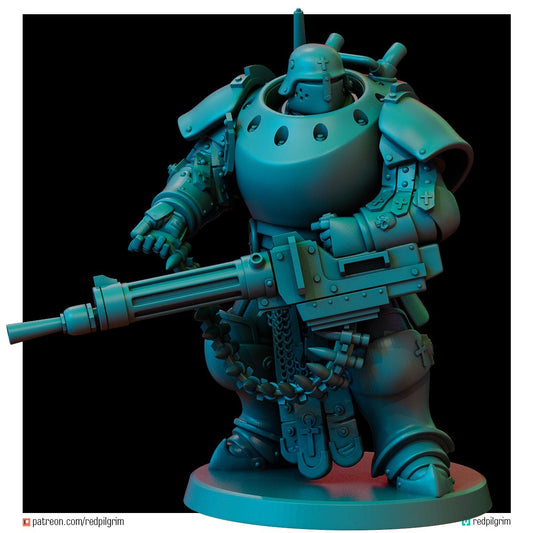 Lieutenant in Machine Armour with Machine Gun- Trench Crusade
