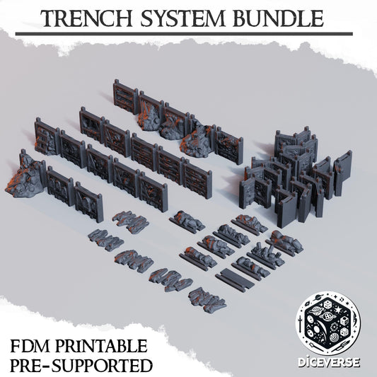 Trench System Bundle Terrain - Crusade Scenery - Tabletop and Wargaming Terrain