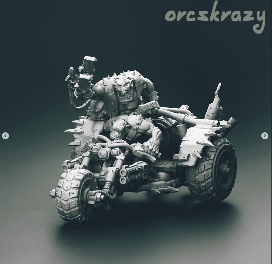 Ork Mega Wartrike - Ork Orkaz Orc Warbikes, Bikers, Cavalry - OrcsKrazy