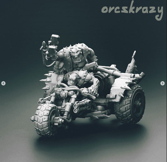 Ork Mega Wartrike - Ork Orkaz Orc Warbikes, Bikers, Cavalry - OrcsKrazy