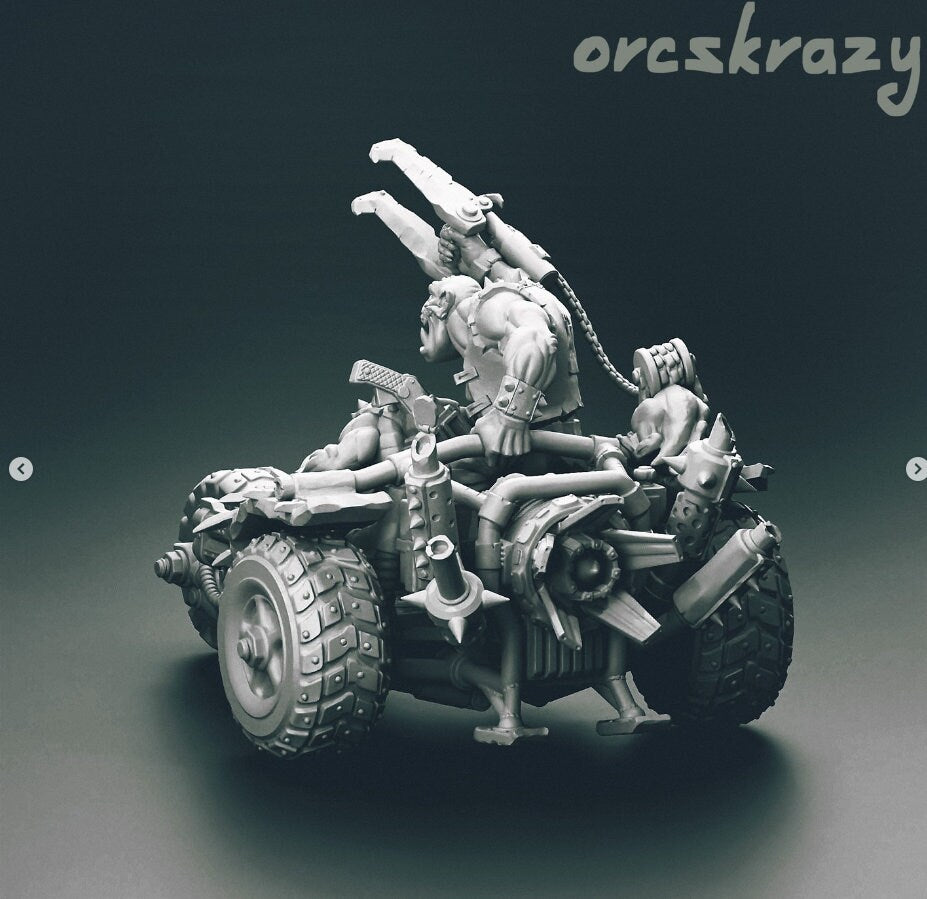 Ork Mega Wartrike - Ork Orkaz Orc Warbikes, Bikers, Cavalry - OrcsKrazy