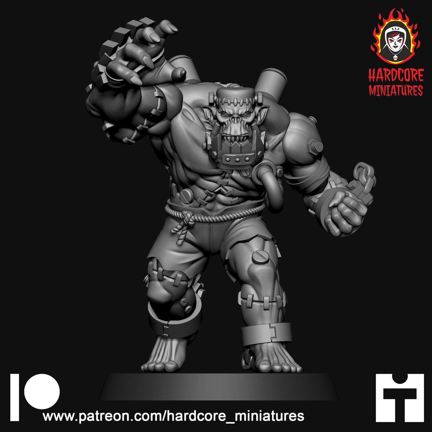 Frankenork Space Orc of the Skull Gang - Orkaz Ork Orc Boyz Big Tootha - Nobz, Shoota Boys - Patrol of Combat - Hardcore Miniatures