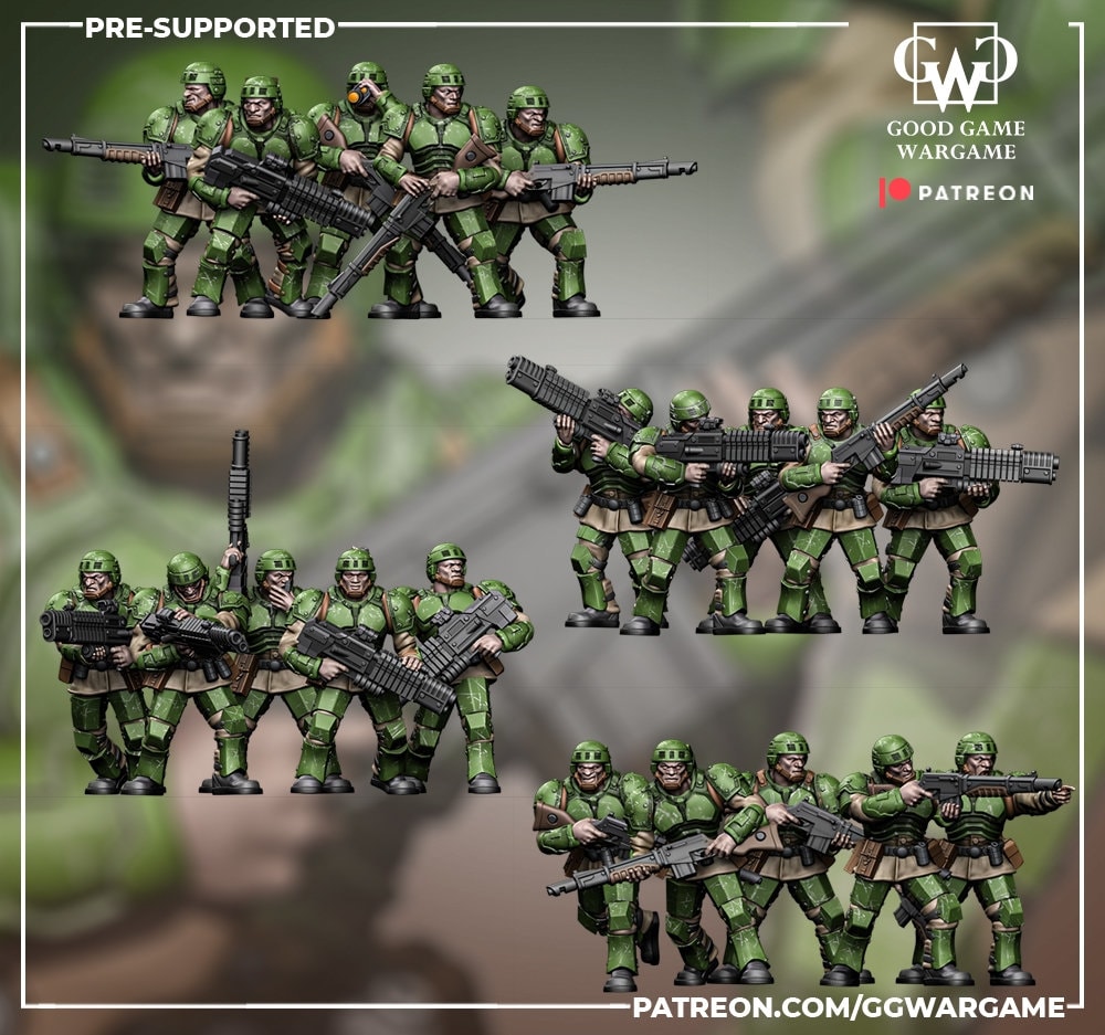 20 x Imperial Shock Fighters of the Warrior Guard Division of War - Patrol Combat Korps Assembled - Militarum - Heavy Weapon Infantry