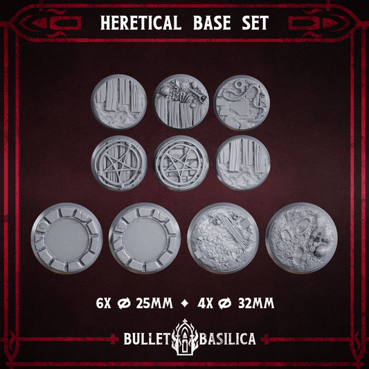 10 x Heretic Bases - 6 x 25mm, 4 x 32mm