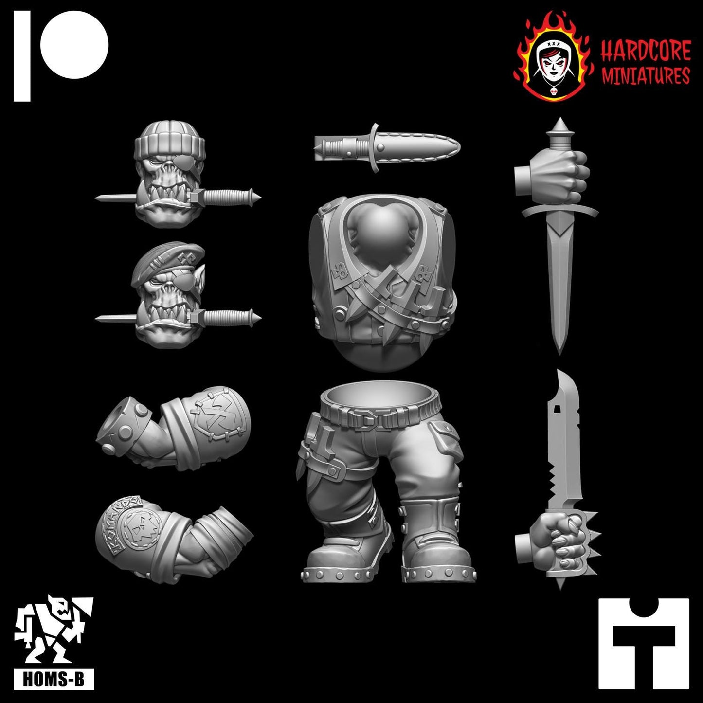 Brit Ork Kommando Squad - Hardcore Miniatures - Modular Ork Boyz
