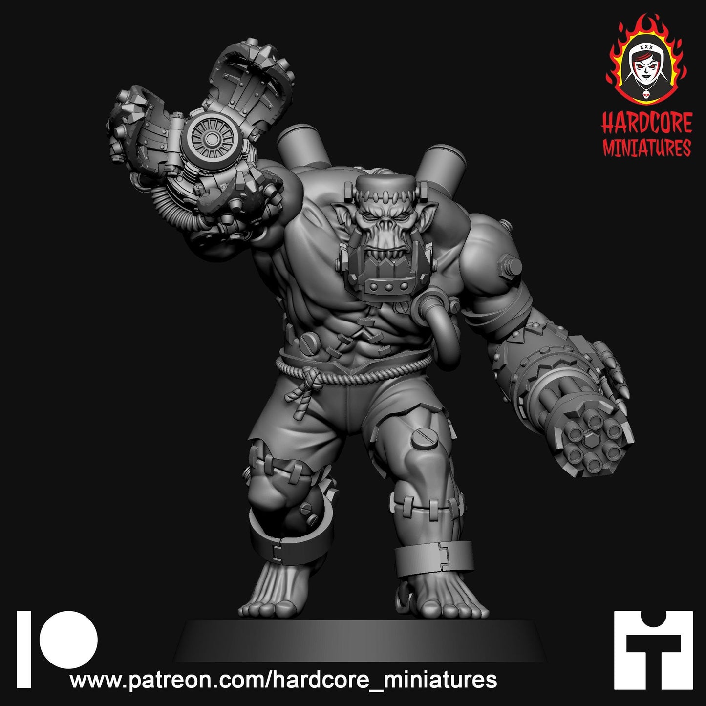 Frankenork Space Orc of the Skull Gang - Orkaz Ork Orc Boyz Big Tootha - Nobz, Shoota Boys - Patrol of Combat - Hardcore Miniatures