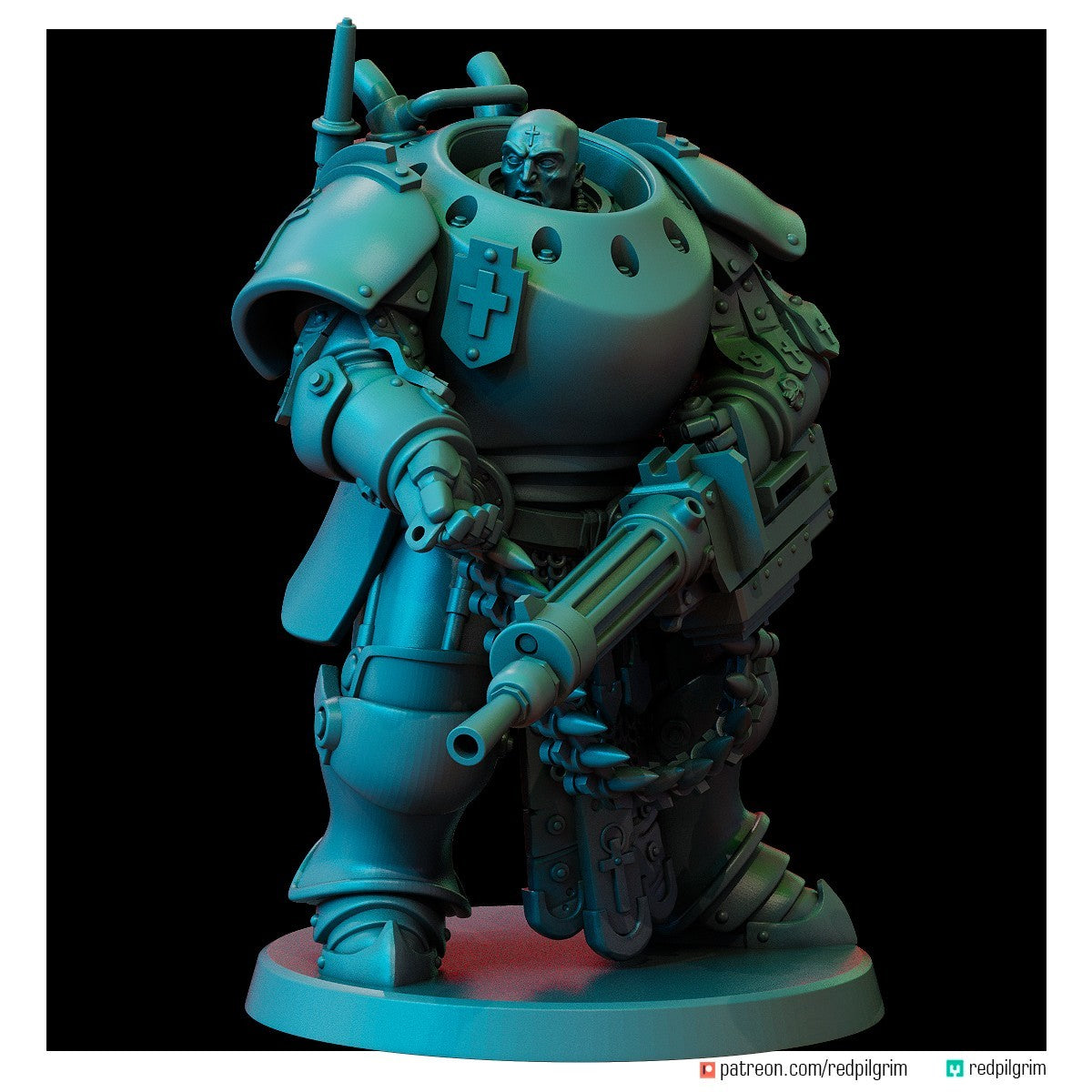 Lieutenant in Machine Armour with Machine Gun- Trench Crusade
