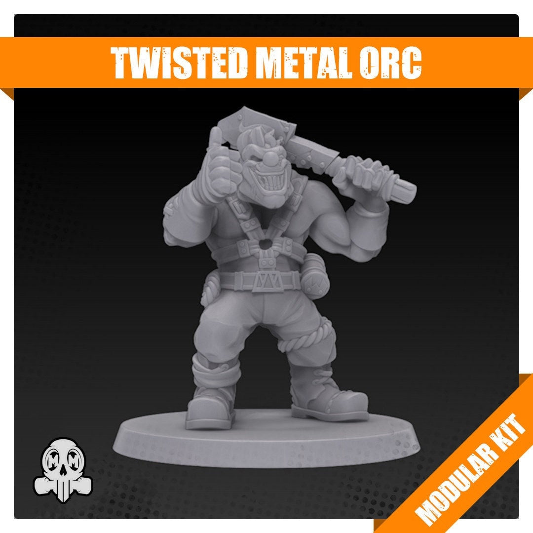 Twisted Metal Orc - 4 x heads - Orcs Orks Orkaz Boyz - Clown Ork - Malicious Minis