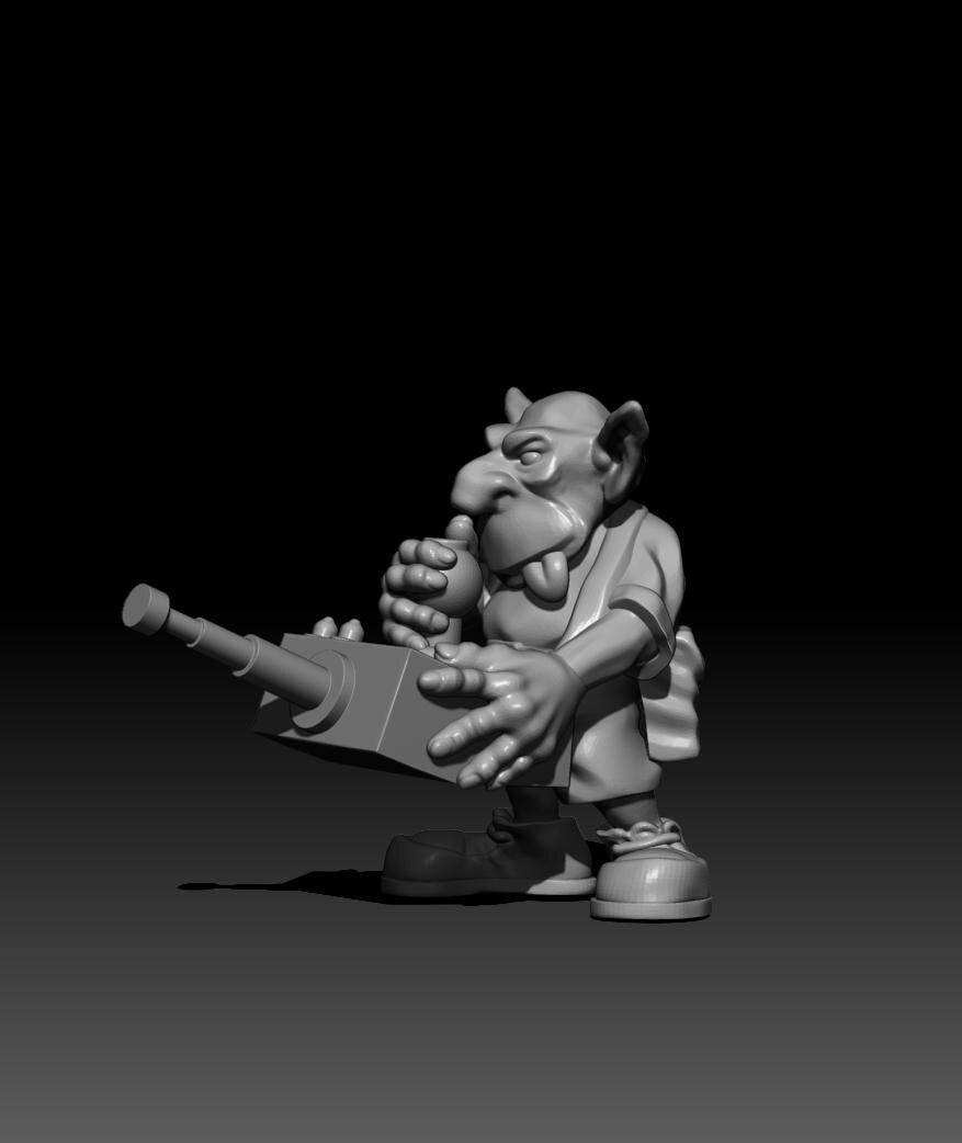 Mekboy and 6 Runts! - Trollett Miniature - Orks mek boy miniature and 6 grots!