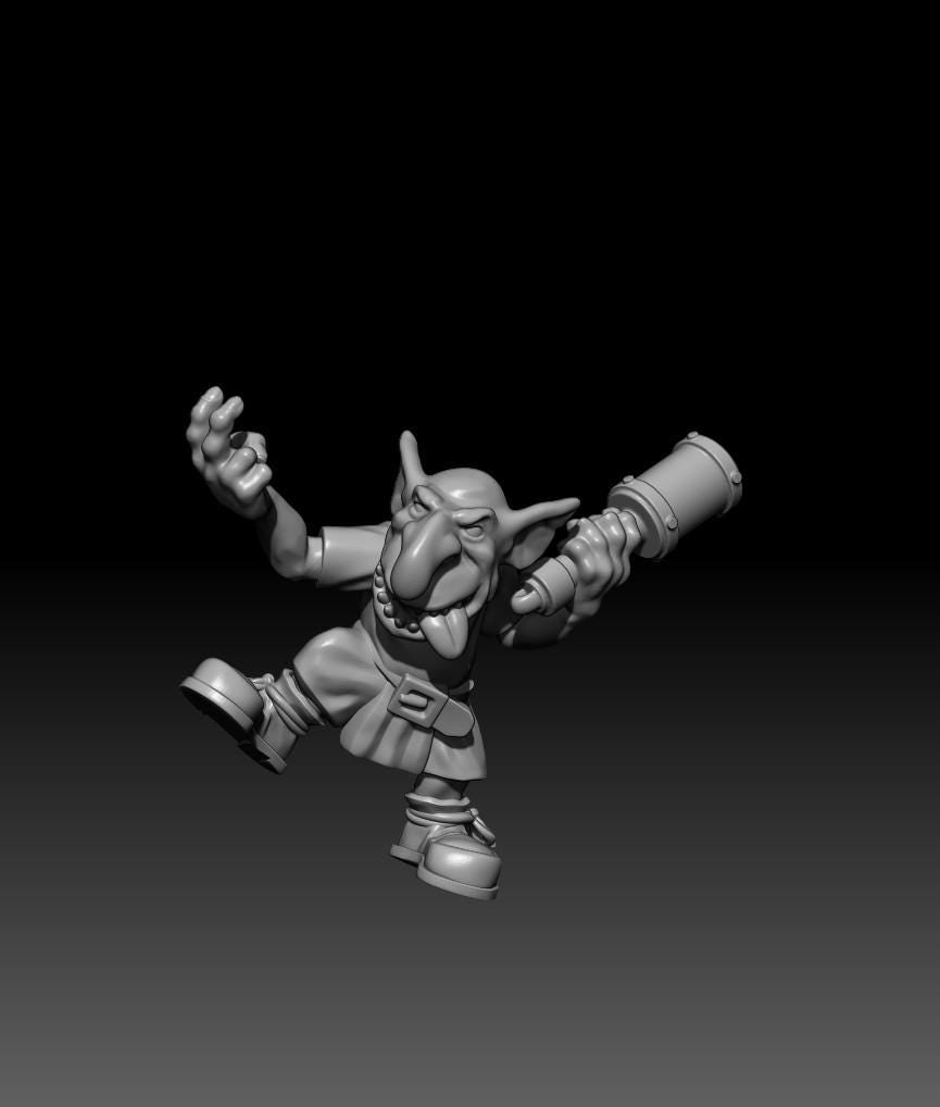 Mekboy and 6 Runts! - Trollett Miniature - Orks mek boy miniature and 6 grots!