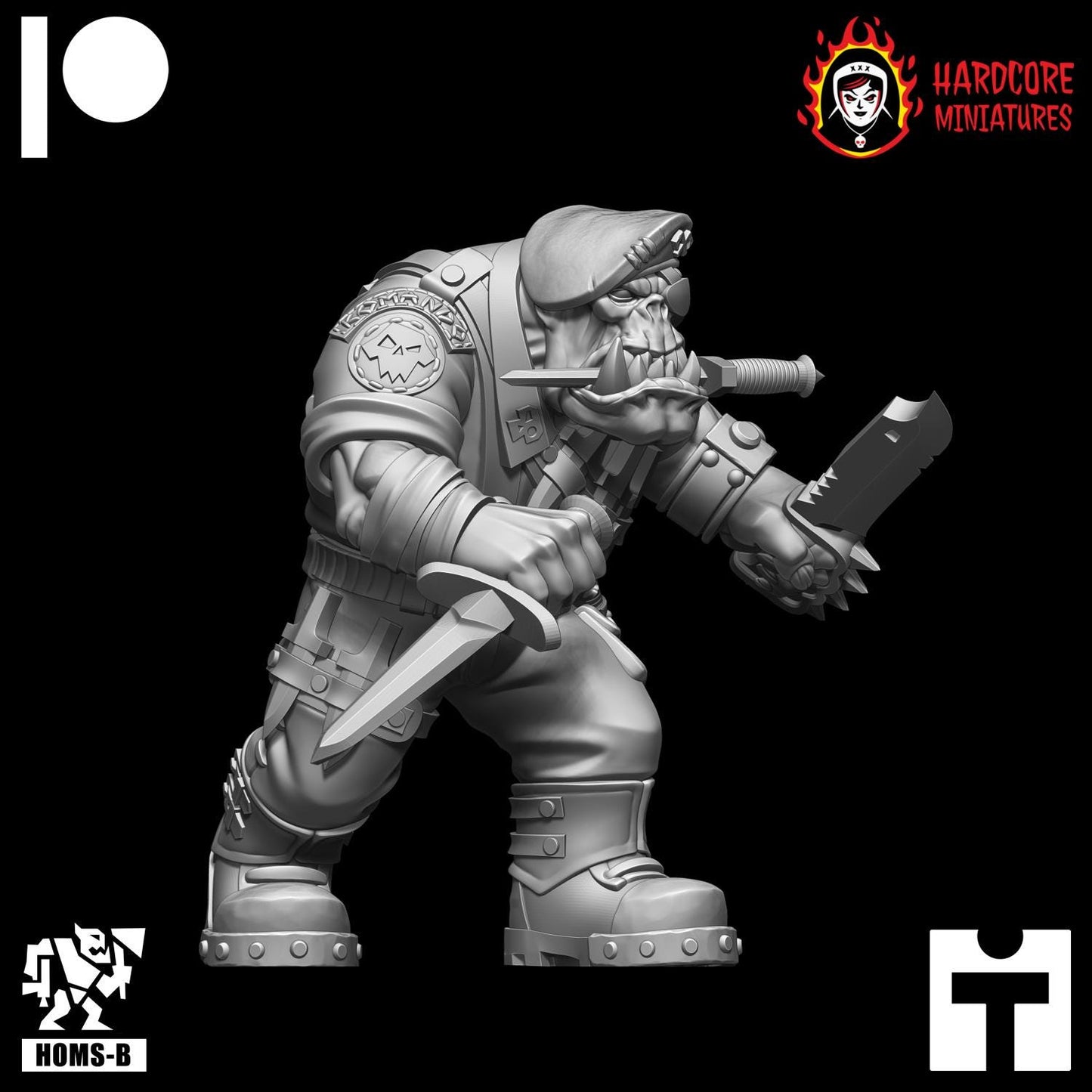 Kommando Slasha Brit Orc Boy - Hardcore Miniatures - Modular Ork Boyz