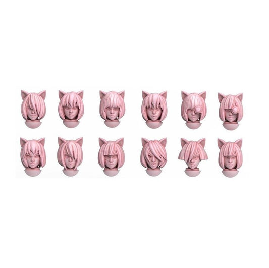 20 x Catgirl Heads - Infantry of the Guard Imperial Militarum Astra - Saint Decent