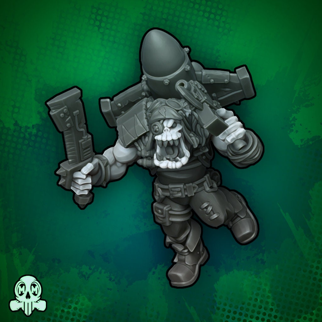 5 x Orkaz Ork Orc Boyz Big Tootha - Boyz that Fly through the Storm - Jetpacks - Orc Jetpack Boys Modular Kit - Malicious Minis