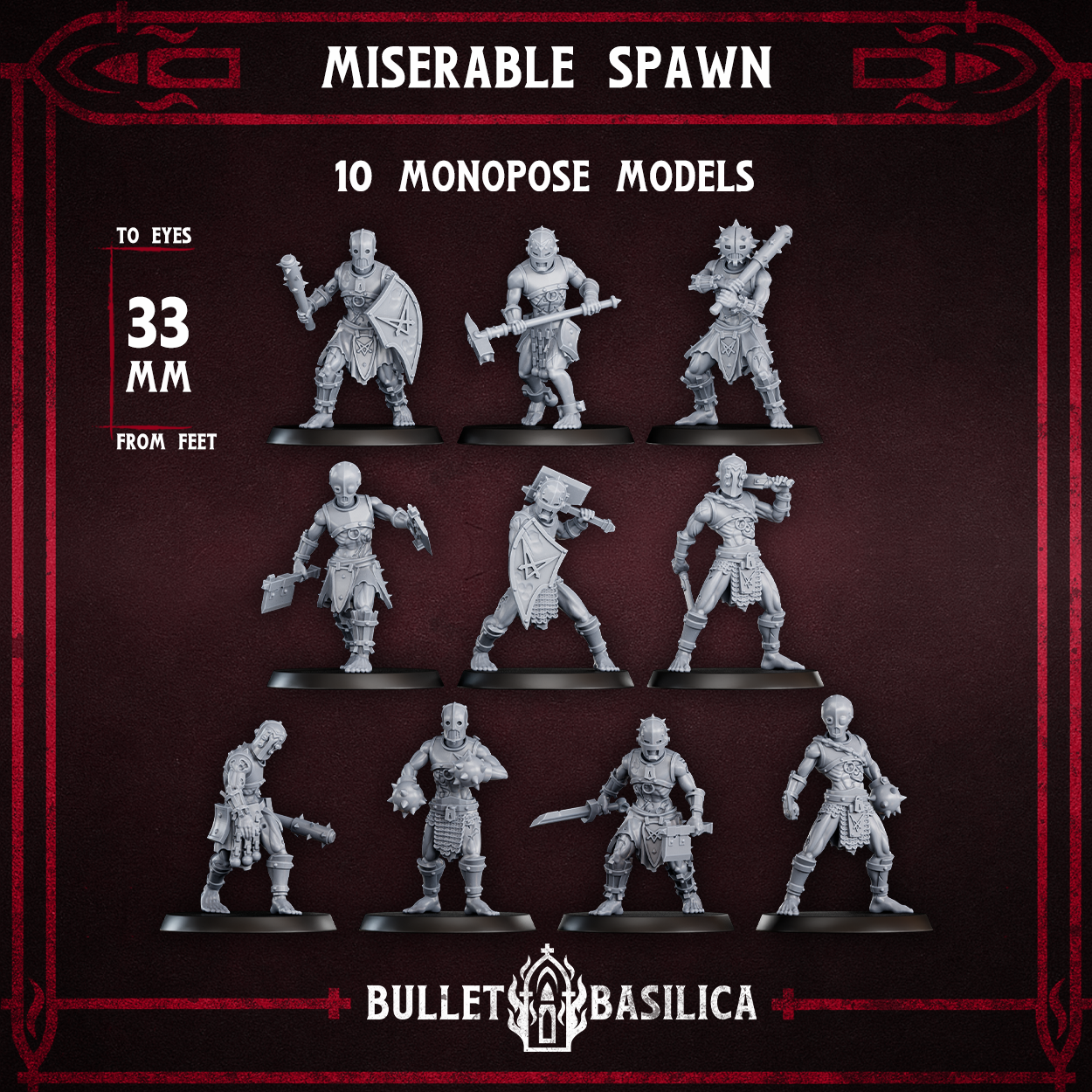 10 x Miserable Spawn - Proxy Miniatures for Trench Crusade