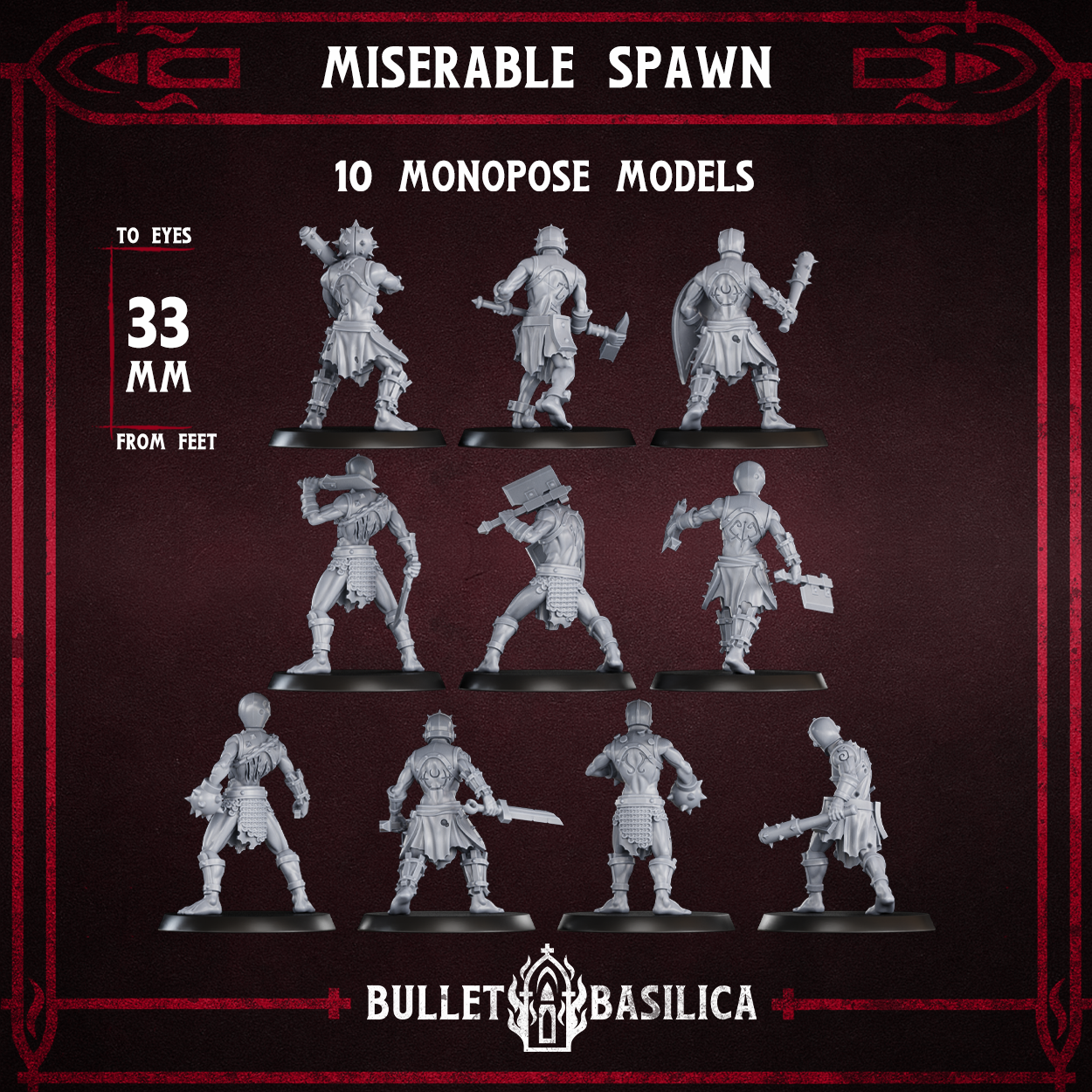 10 x Miserable Spawn - Proxy Miniatures for Trench Crusade